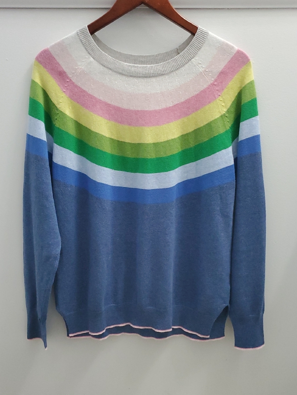 Zaket & Plover Rainbow Cashmere Blend Sweater Size Medium